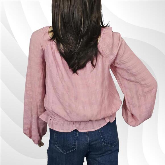 2/$30 NWOT Lush Pink Long Sleeve Square Neck Peasant Crop Blouse Size XXL - Picture 2 of 5
